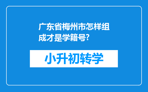 广东省梅州市怎样组成才是学籍号?