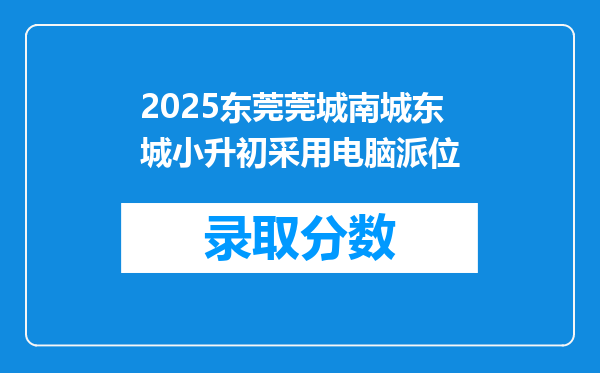 2025东莞莞城南城东城小升初采用电脑派位