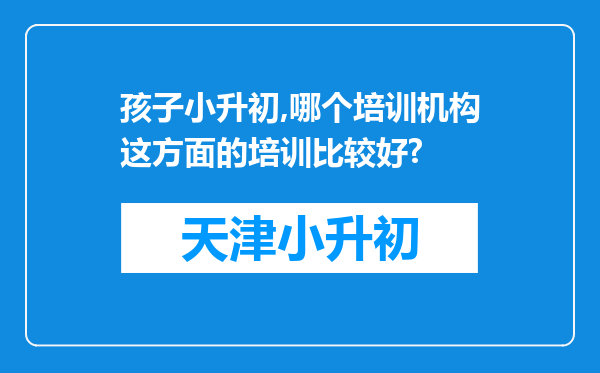 孩子小升初,哪个培训机构这方面的培训比较好?