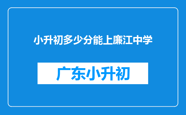 小升初多少分能上廉江中学