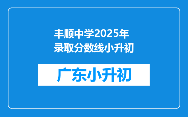 丰顺中学2025年录取分数线小升初