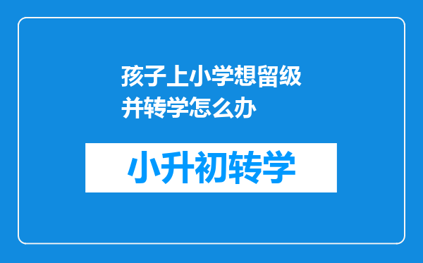 孩子上小学想留级并转学怎么办