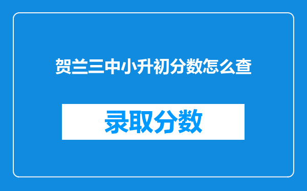 贺兰三中小升初分数怎么查