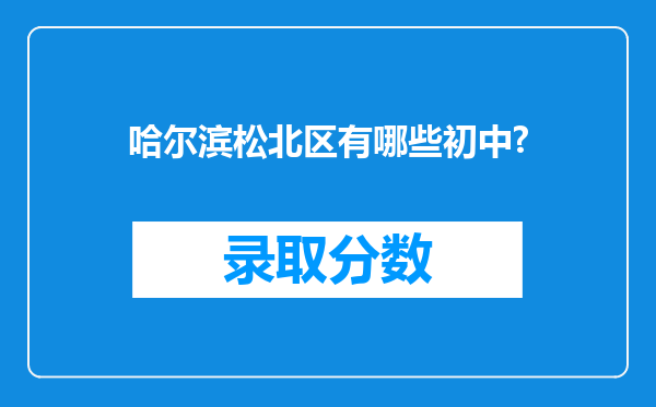 哈尔滨松北区有哪些初中?