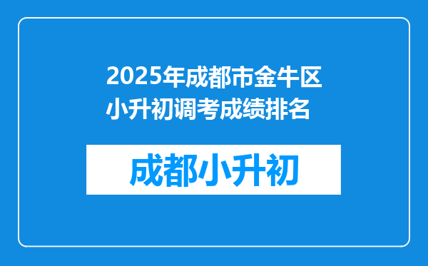 2025年成都市金牛区小升初调考成绩排名