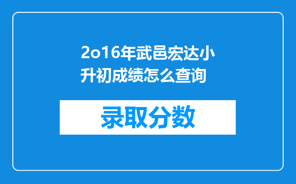 2o16年武邑宏达小升初成绩怎么查询