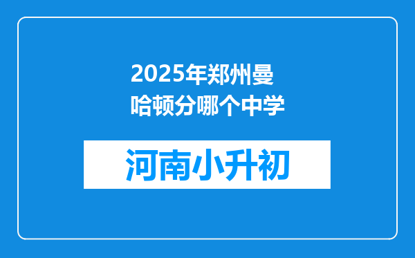 2025年郑州曼哈顿分哪个中学