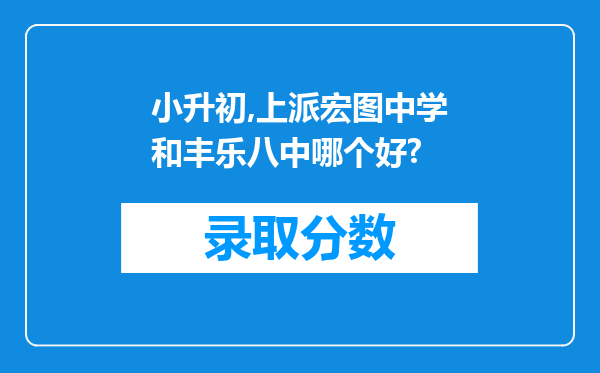 小升初,上派宏图中学和丰乐八中哪个好?