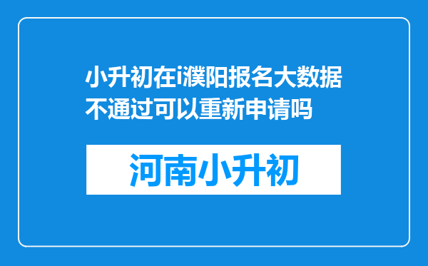 小升初在i濮阳报名大数据不通过可以重新申请吗