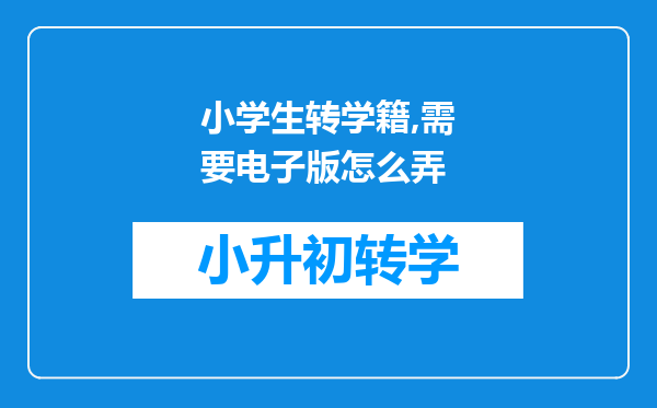 小学生转学籍,需要电子版怎么弄