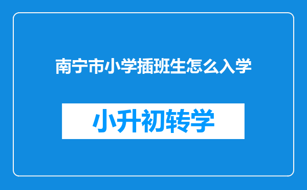 南宁市小学插班生怎么入学