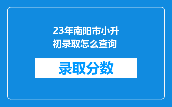 23年南阳市小升初录取怎么查询