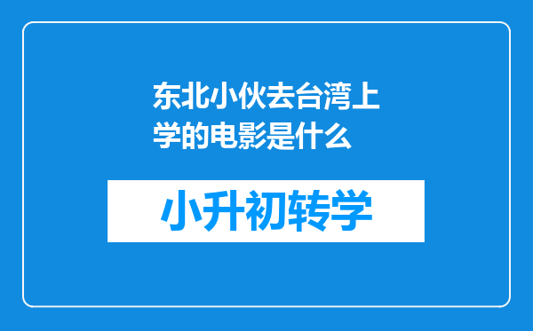 东北小伙去台湾上学的电影是什么