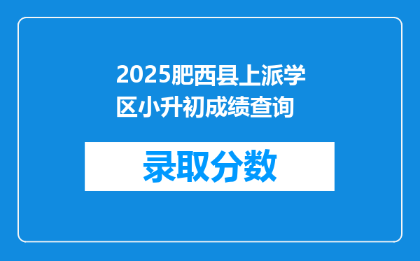 2025肥西县上派学区小升初成绩查询