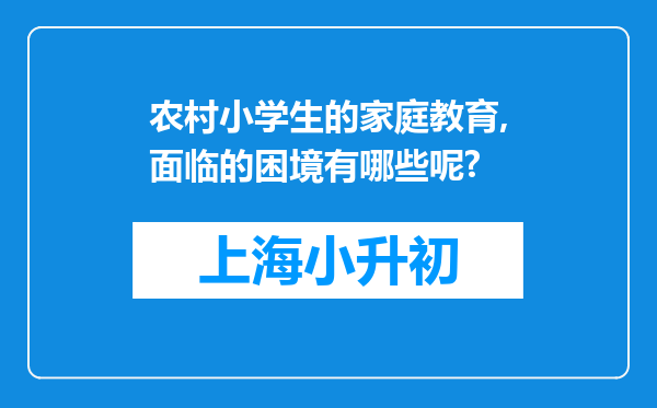 农村小学生的家庭教育,面临的困境有哪些呢?