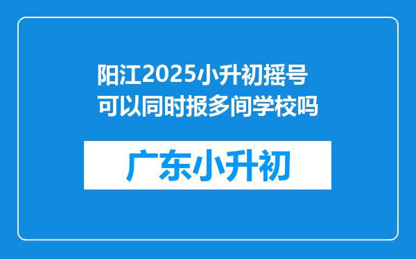 阳江2025小升初摇号可以同时报多间学校吗