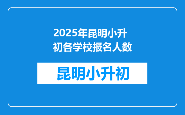 2025年昆明小升初各学校报名人数