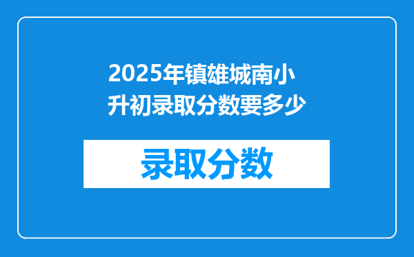 2025年镇雄城南小升初录取分数要多少