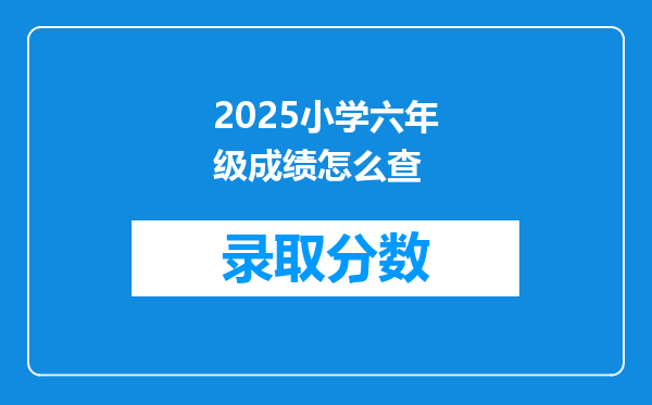 2025小学六年级成绩怎么查