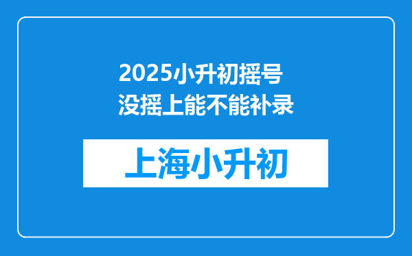 2025小升初摇号没摇上能不能补录