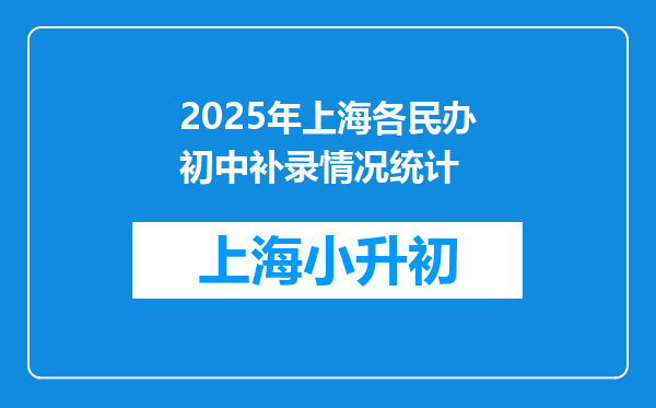 2025年上海各民办初中补录情况统计