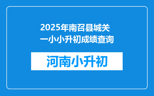 2025年南召县城关一小小升初成绩查询