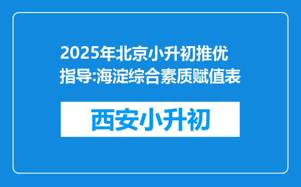 2025年北京小升初推优指导:海淀综合素质赋值表