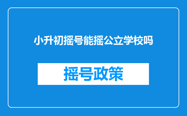 小升初摇号能摇公立学校吗