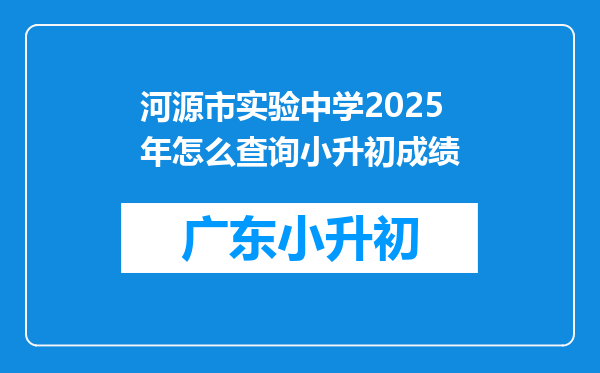 河源市实验中学2025年怎么查询小升初成绩