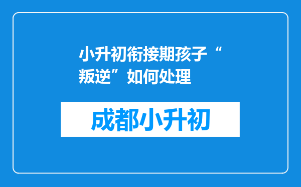 小升初衔接期孩子“叛逆”如何处理