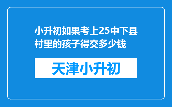 小升初如果考上25中下县村里的孩子得交多少钱