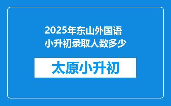 2025年东山外国语小升初录取人数多少