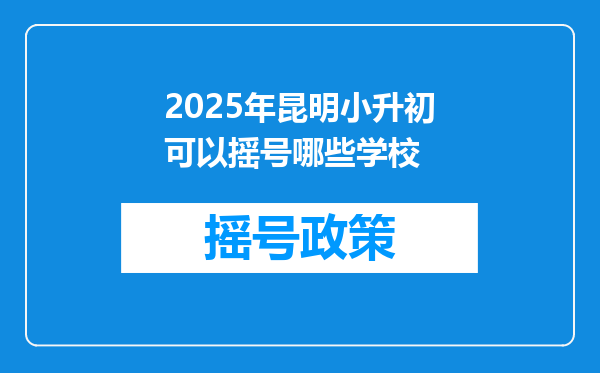 2025年昆明小升初可以摇号哪些学校