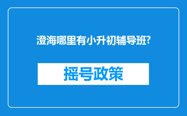 澄海哪里有小升初辅导班?