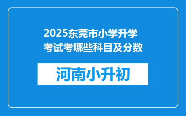 2025东莞市小学升学考试考哪些科目及分数