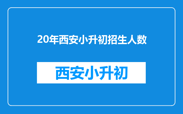 20年西安小升初招生人数