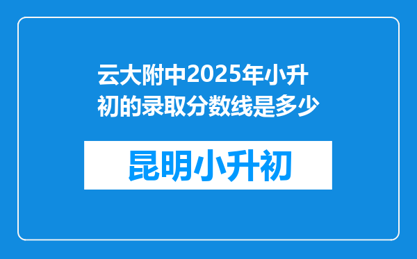 云大附中2025年小升初的录取分数线是多少