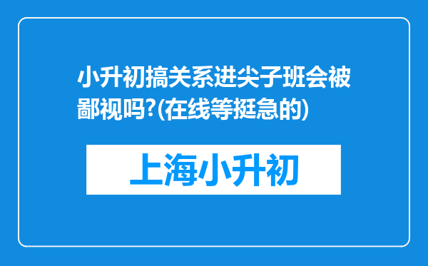 小升初搞关系进尖子班会被鄙视吗?(在线等挺急的)