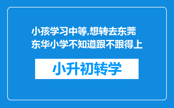 小孩学习中等,想转去东莞东华小学不知道跟不跟得上