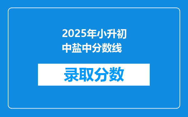 2025年小升初中盐中分数线