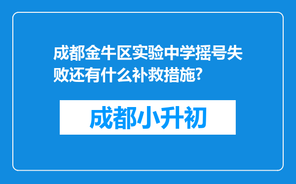 成都金牛区实验中学摇号失败还有什么补救措施?