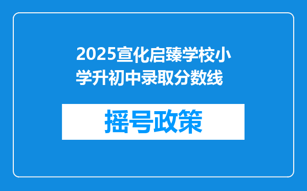 2025宣化启臻学校小学升初中录取分数线