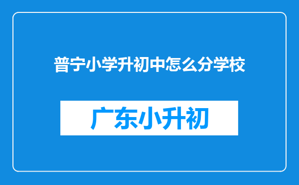 普宁小学升初中怎么分学校