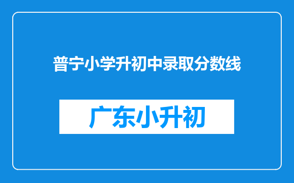 普宁小学升初中录取分数线