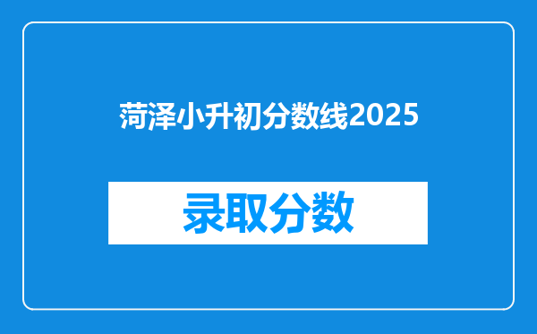 菏泽小升初分数线2025