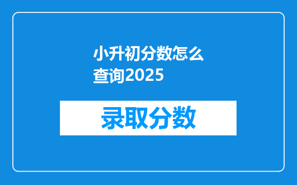 小升初分数怎么查询2025