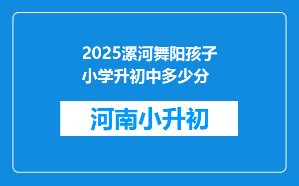 2025漯河舞阳孩子小学升初中多少分