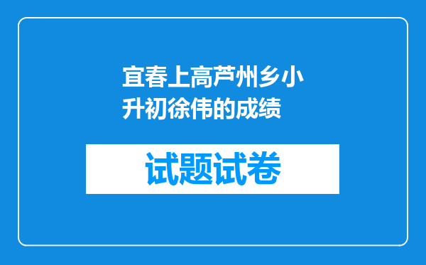 宜春上高芦州乡小升初徐伟的成绩