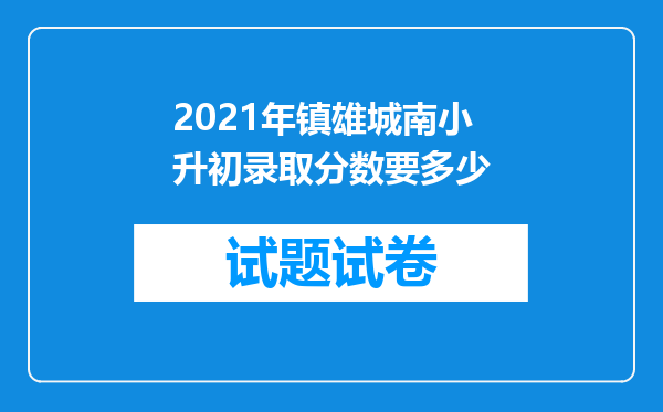 2021年镇雄城南小升初录取分数要多少