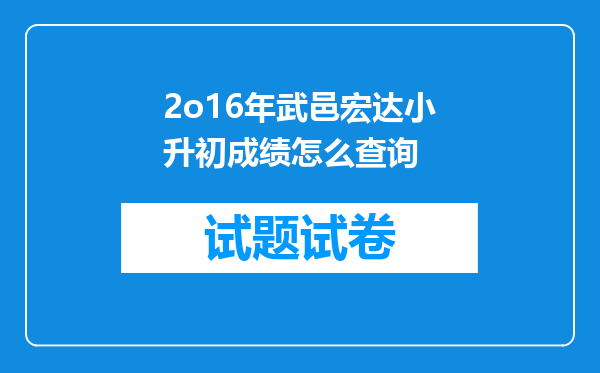 2o16年武邑宏达小升初成绩怎么查询